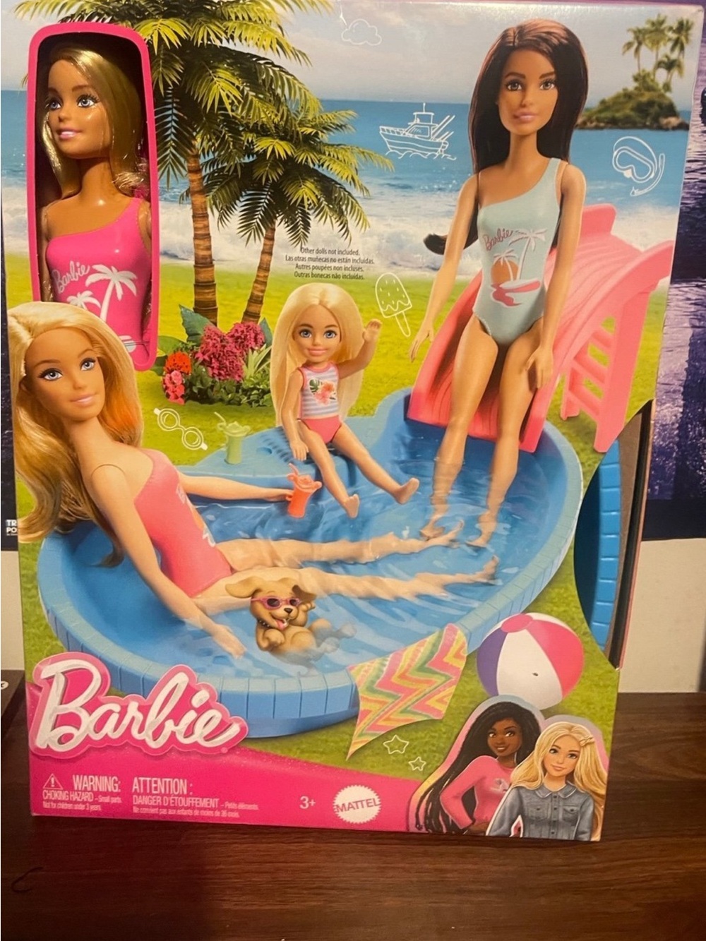 Barbie Summer Pool Playset with Pink and Blue Accents